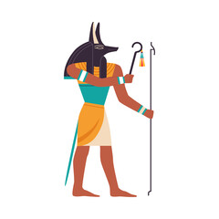 Poster - Anubis or Inpu as Ancient Egyptian God of Death Vector Illustration