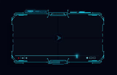 Poster - hi-tech futuristic desktop video player, modern digital video player for the web templates. new medi