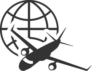 Wall Mural - Icon of cargo delivery around the world. Air delivery service.