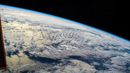 Wall Mural - flight over the earth's surface, made from a space station. 3d rendering
