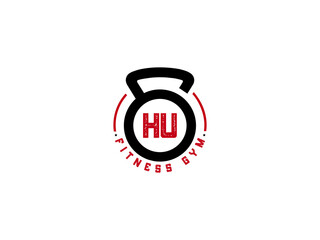 Letter HU Logo, Gym HU, fitness hu logo icon design