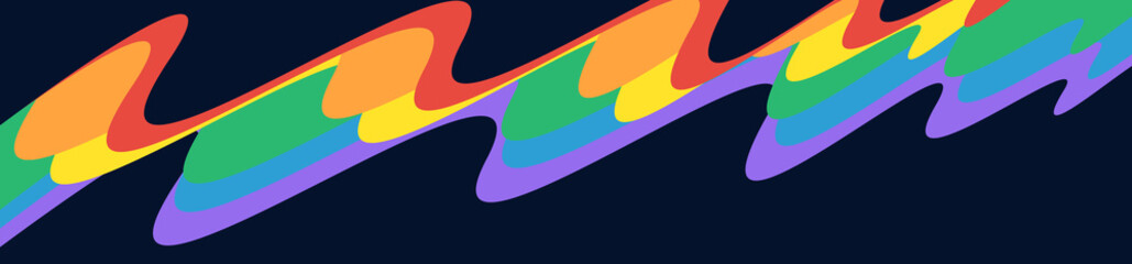 Wall Mural - An abstract illustration of LGBTQ Pride banner or header on an isolated dark blue background