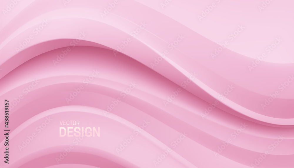 Soft pink wavy backdrop. Abstract minimalist background. - obrazy, fototapety, plakaty 