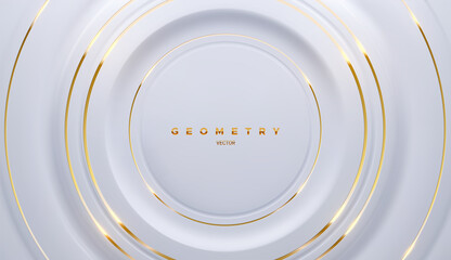 Poster - White circular backdrop with golden radial stripes