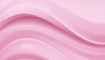 Poster - Soft pink wavy backdrop. Abstract minimalist background.