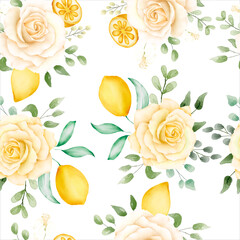 Sticker - beautiful watercolor summer floral leaves seamless pattern design