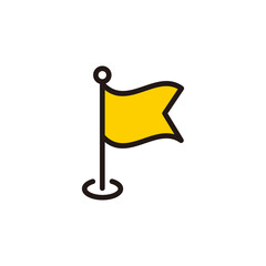 Poster - Simple Flat Yellow Flag Icon Illustration Design, Clean Yellow Flag Symbol with Outlined Style Template Vector