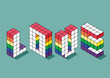 LGBTQ community pride month poster design template background with isometric cube