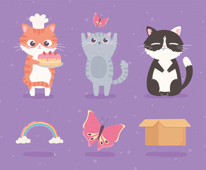 Sticker - cartoon cute kitties