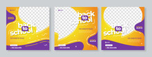 Set Of Three Yellow Purple Organic Fluid Background Of Back To School Social Media Pack Template Premium Vector