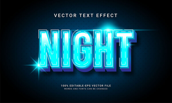 Night editable text effect with blue light theme