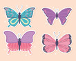 set of cartoon butterfly