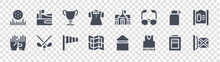 Golf Glyph Icons On Transparent Background. Quality Vector Set Such As Scotland, Vest, Map, Gloves, Water Bottle, Trophy, Golf Club, Golf Course