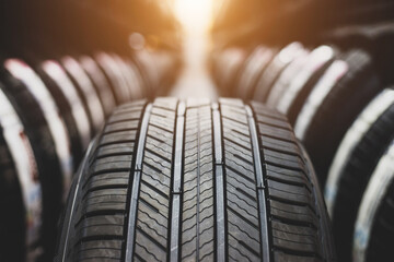 Tire is placed on the tire storage rack in the car service center. Be prepared for vehicles that need to change tires.