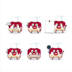 Sticker - Cartoon character of cherry cake with various chef emoticons