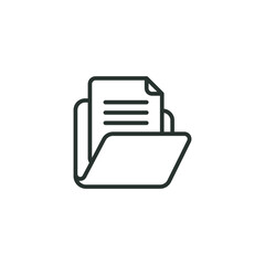 Poster - Document file line icon. Simple outline style. Collect, account, statement, bank, data, email, file, open folder concept. Vector illustration isolated on white background. Thin stroke EPS 10.