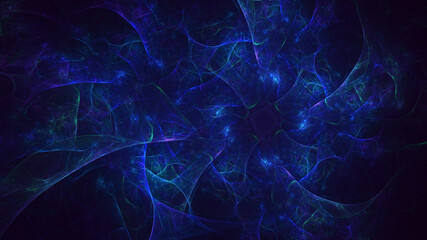 Poster - 3D rendering abstract blue fractal light background