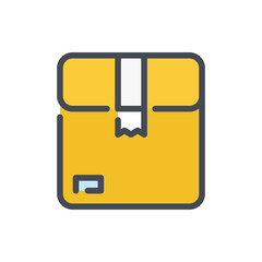 Poster - cardboard box color line icon. delivery package vector outline colorful sign.