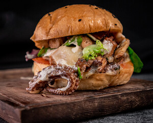 Sticker - Appetizing octopus and Jack cheese burger