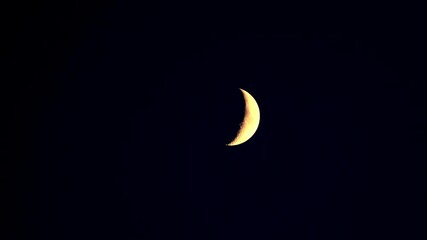 crescent moon on night sky, timelapse