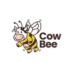 Wall Mural - cow bee logo vector icon illustration