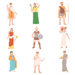 Wall Mural - Roman People Characters as Cultural Ethnicity from Classical Antiquity Vector Set