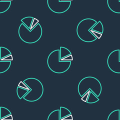 Poster - line pie chart infographic icon isolated seamless pattern on black background. diagram chart sign. v