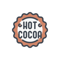 Poster - hot cocoa label color line icon. chocolate drink vector outline colorful sign.