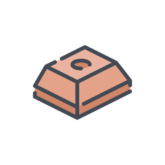 Poster - chocolate piece color line icon. piece of chocolate bar vector outline colorful sign.