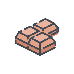 Poster - chocolate piece color line icon. piece of chocolate bar vector outline colorful sign.
