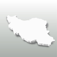 Wall Mural - Iran - white 3D silhouette map of country area with dropped shadow on grey background. Simple flat vector illustration.
