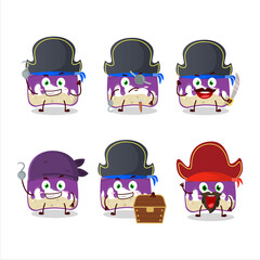 Sticker - Cartoon character of grapes cake with various pirates emoticons