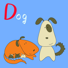 Wall Mural - Funny Animal Family Alphabet, Letter D - dog