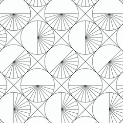 Wall Mural - geometric vector pattern, repeating diamond shape and circle with stripe linear on half circles. pat