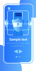 Poster - mobile app protection shield data privacy security concept vertical copy space