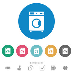 Poster - Washing machine flat round icons