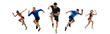 © master1305 - Development of motions of young athletic fit men and women in action isolated over white background. Flyer.