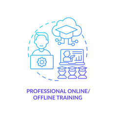 Poster - Online, offline training concept icon. Flexible approach abstract idea thin line illustration. Interaction through physical classroom and online platform. Vector isolated outline color drawing