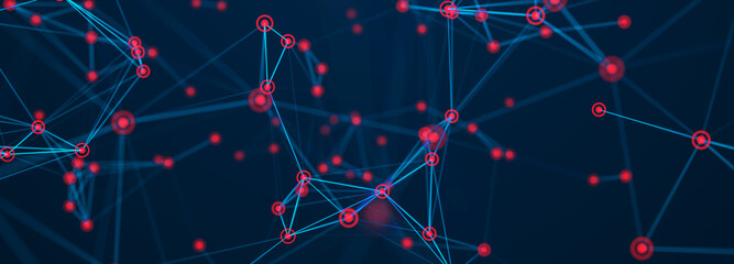 Leinwandbilder - Abstract digital background of points and lines. Glowing plexus. Big data. Network or connection. Abstract technology science background. 3d rendering