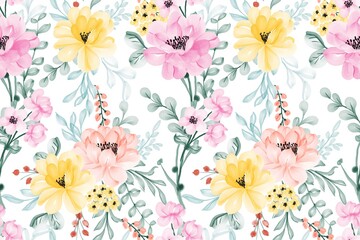 Wall Mural - beautiful flower frame with color pastel pink yellow