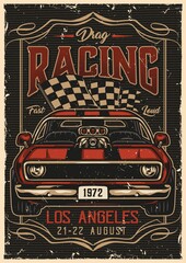 custom cars vintage colorful poster