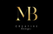 Golden MB m b letter design logo logotype concept with serif font and elegant style. Vector illustration icon with letters M and B