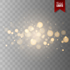 Aufkleber - Shining bokeh isolated on transparent background. Golden bokeh lights with glowing particles isolated. Christmas concept
