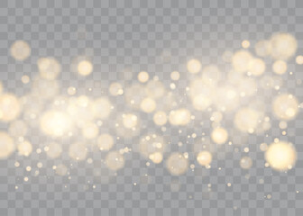 Aufkleber - Shining bokeh isolated on transparent background. Golden bokeh lights with glowing particles isolated. Christmas concept