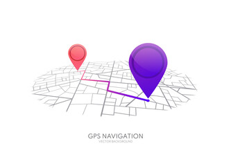 Poster - Map GPS navigation. City street map with pins. Route dashboard app. Vector route navigator.