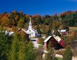 usa, vermont, waits river, town view, forest, autumn, church, autumnal, indian summer, place, locality, autumn colours, 