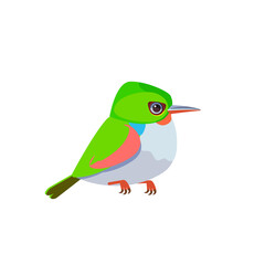 cuban tody or jamaican tody. exotic small tropical bird isolated on white cartoon vector illustratio