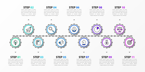 Infographic design template. Creative concept with 11 steps