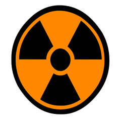 Orange color of radiation warning sign on isolated background