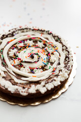 Wall Mural - Decorated Brownie With Frosting and Sprinkles